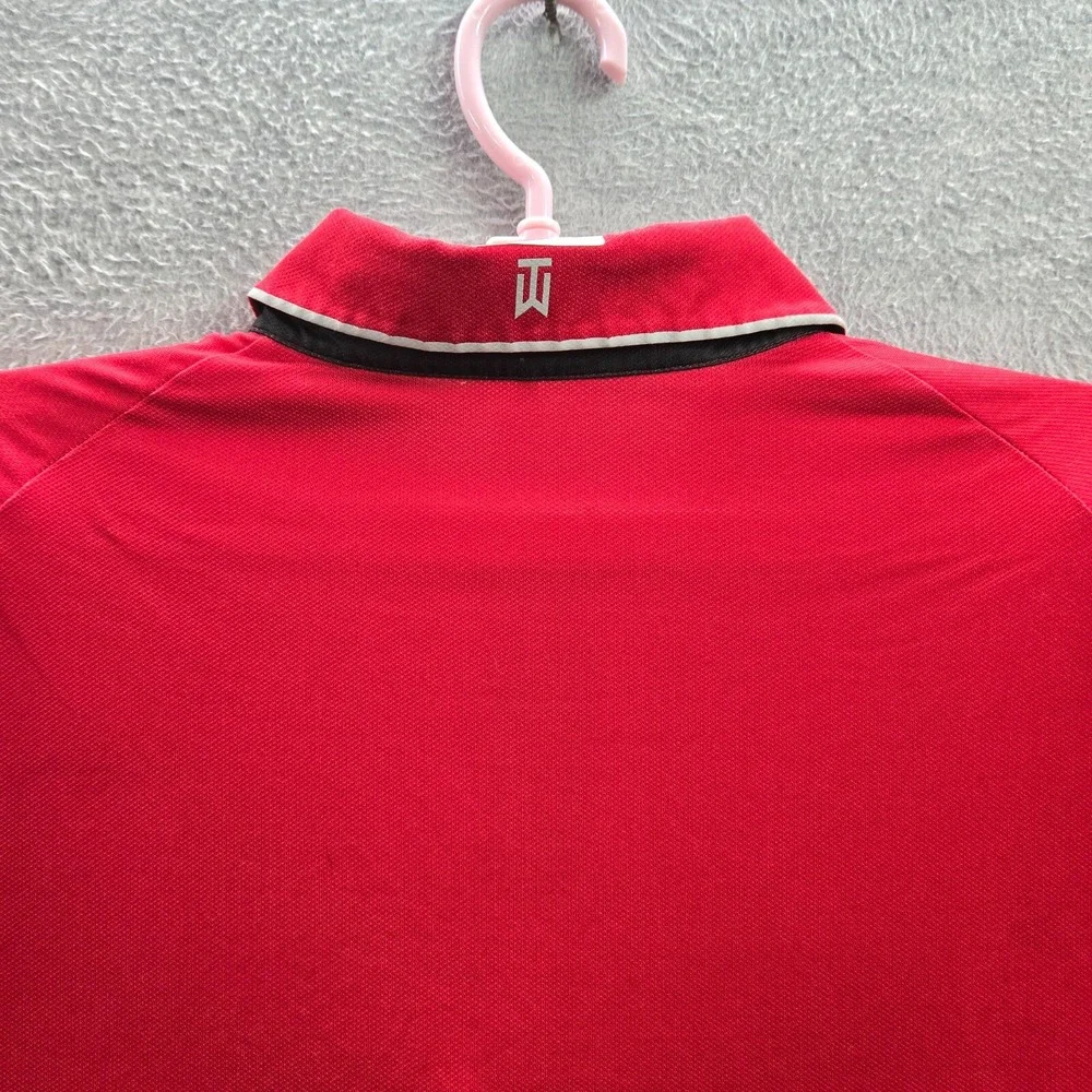 Nike Tiger Woods Men Polo M Red‎ Golf Collection Short Sleeve Polyester Y2K